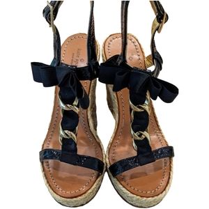 Kate Spade Brook Wedge Espadrille Sandals Black Size 7.5